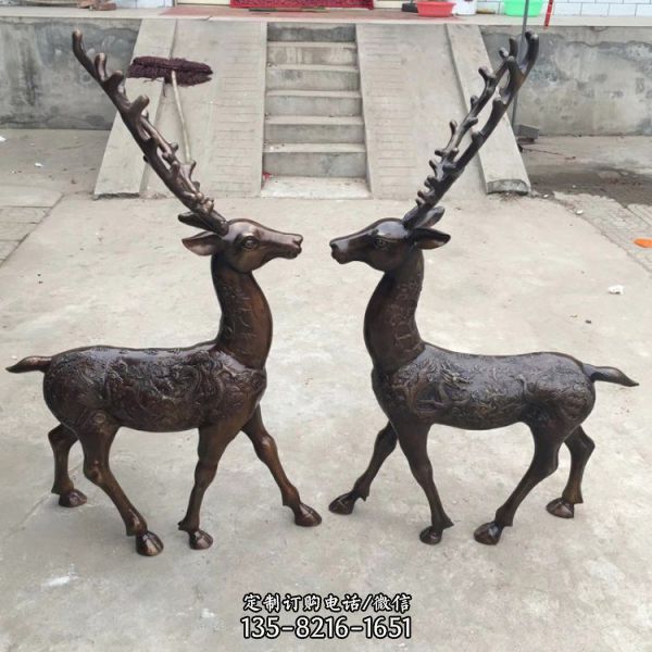 景区动物园铜雕仿真动物梅花鹿雕塑
