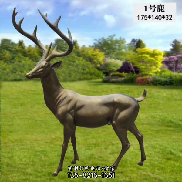 景区动物园铜雕仿真动物梅花鹿雕塑（4）
