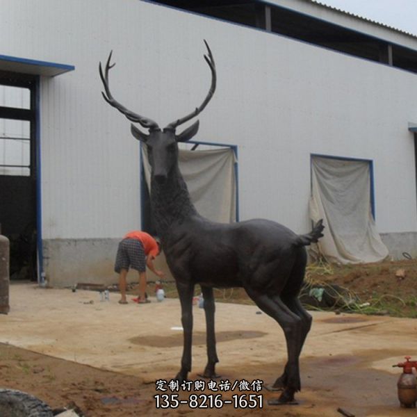 景区动物园铜雕仿真动物梅花鹿雕塑（6）