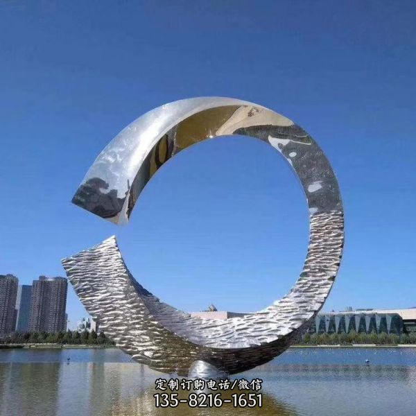 创意发光圆环雕塑 售楼部圆环月亮造型摆件（1）