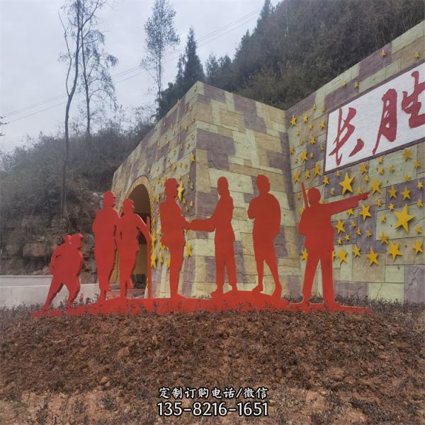 红色景区摆放不锈钢剪影喷漆爱国人物雕塑（2）