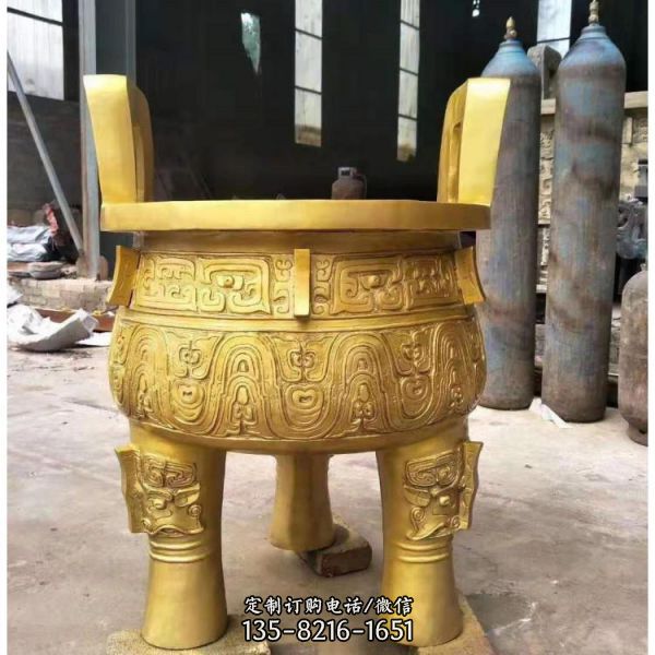 寺院户外大型黄铜铸造圆鼎雕塑摆件（2）