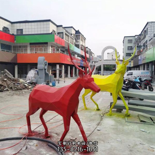 商场摆放不锈钢彩绘动物雕塑小品（5）