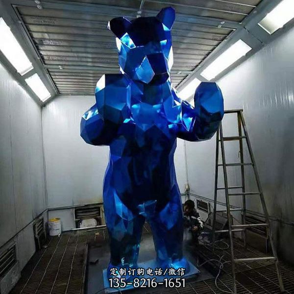 商场大型玻璃钢彩绘几何抽象动物熊