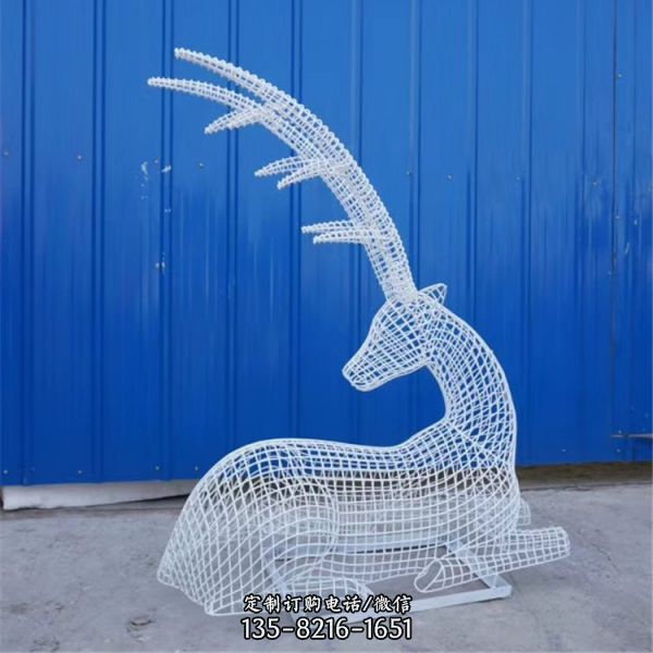 不锈钢镂空鹿雕塑 小区景观摆件（2）