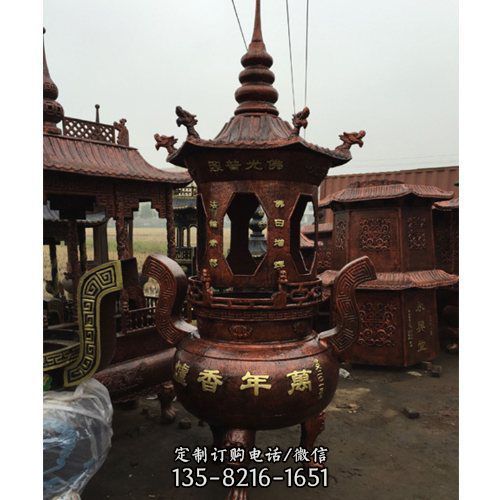 户外景区寺庙铜雕香炉雕塑（3）