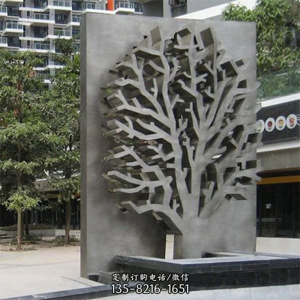 不锈钢抽象喷漆大树造型户外园林景观小品（6）