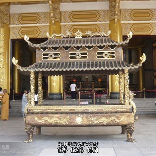 寺院户外摆放1.8米长香炉铸铜雕塑（4）