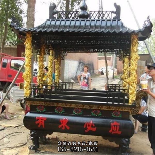 寺院户外摆放1.8米长香炉铸铜雕塑（3）