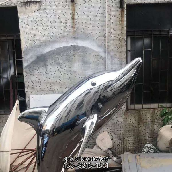 不锈钢镜面跳跃的海豚城市广场雕塑