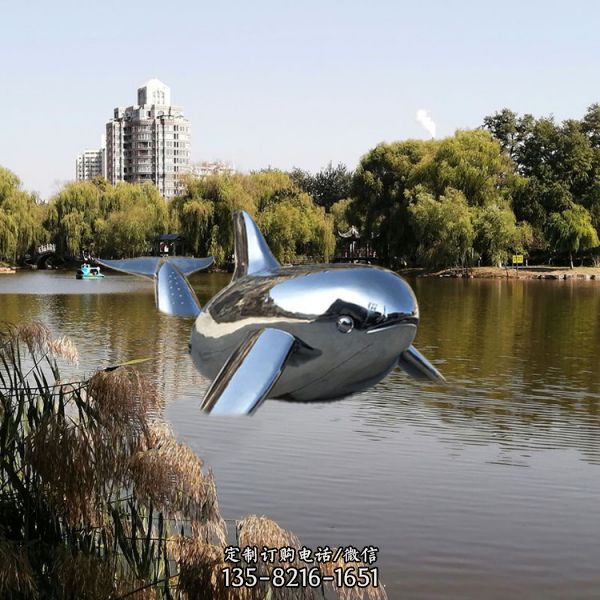 不锈钢鲸鱼鲲雕塑大型广场水景摆件（2）