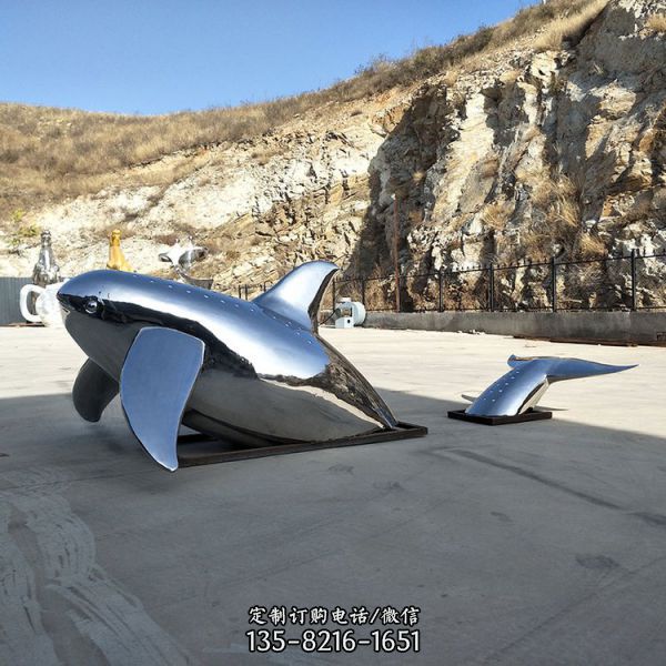 不锈钢鲸鱼鲲雕塑大型广场水景摆件（4）