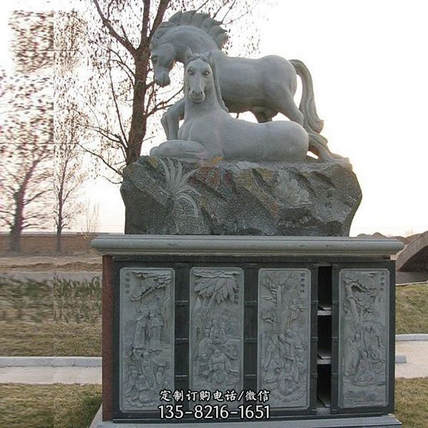 公园大型石雕奔腾的马雕塑（4）