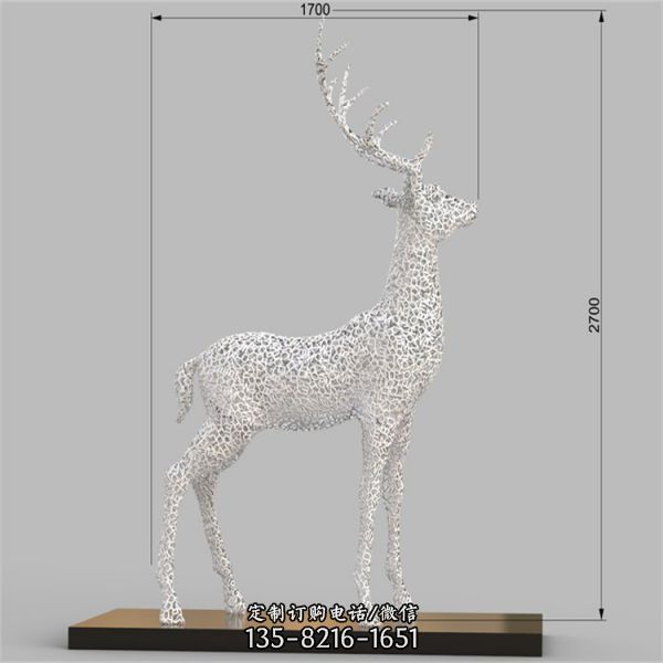 大型不锈钢镂空鹿公园抽象麋鹿动物雕塑仿真梅花鹿摆件（2）