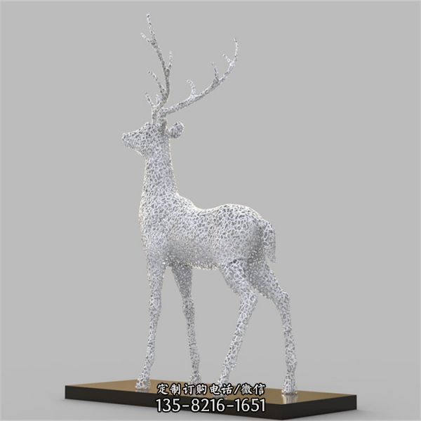 大型不锈钢镂空鹿公园抽象麋鹿动物雕塑仿真梅花鹿摆件（3）
