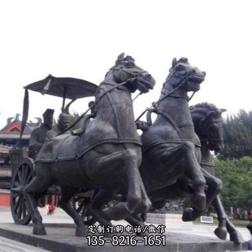 户外景区玻璃钢仿铜大型骑马将军雕塑（3）