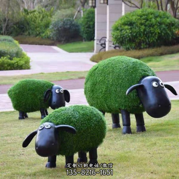 户外草坪绿植雕塑肖恩羊雕塑（3）