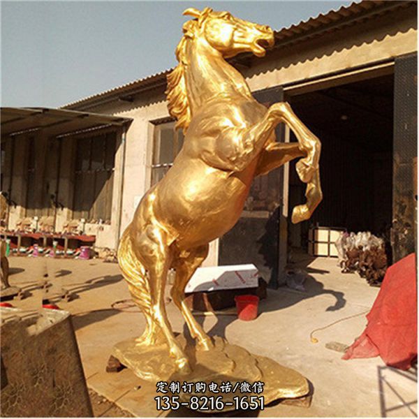 广场街道玻璃钢仿铜奔腾的马雕塑（3）
