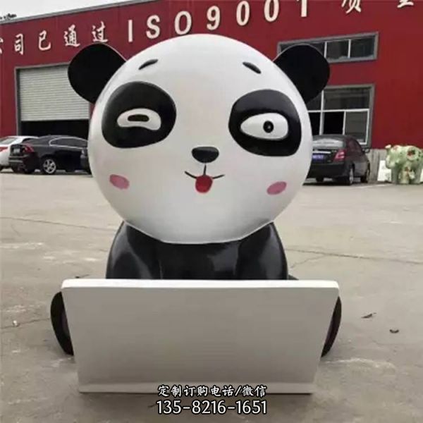 公园景区玻璃钢卡通创意公仔熊猫雕塑（1）