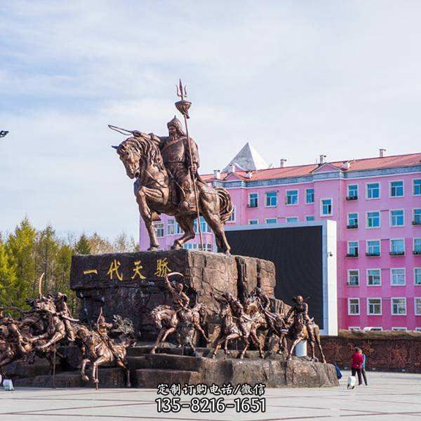 大型广场摆放成吉思汗铁木真历史名人铜像雕塑