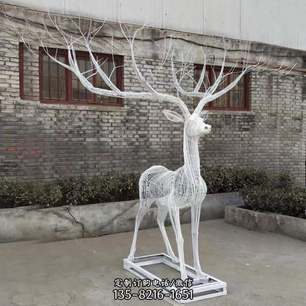 别墅小区不锈钢镂空创意梅花鹿雕塑（2）