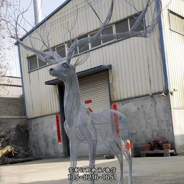 别墅小区不锈钢镂空创意梅花鹿雕塑