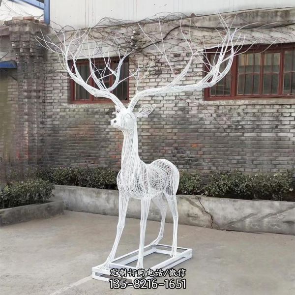 别墅小区不锈钢镂空创意梅花鹿雕塑（5）