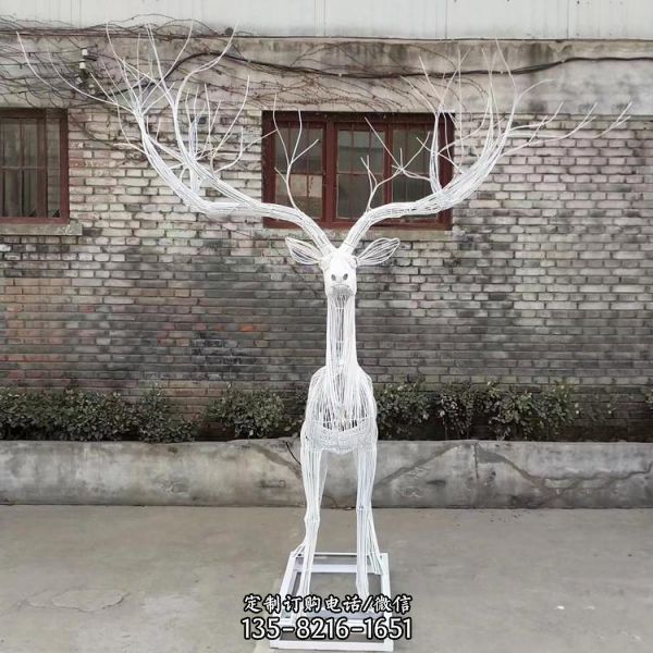 别墅小区不锈钢镂空创意梅花鹿雕塑（4）