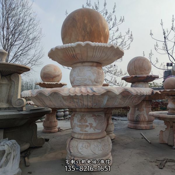小区晚霞红欧式双层石雕喷泉（2）