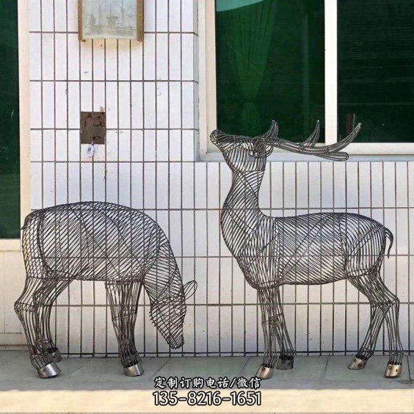 不锈钢镂空拉丝照明发光动物景观鹿