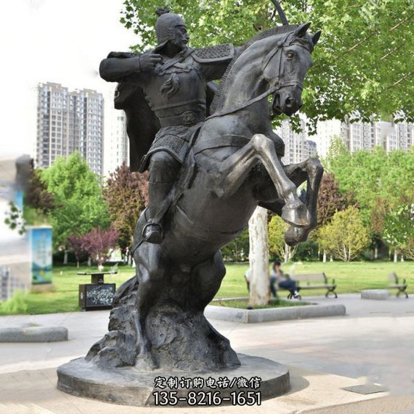 传承千秋梦想——户外园林玻璃钢仿铜骑马人物雕塑
