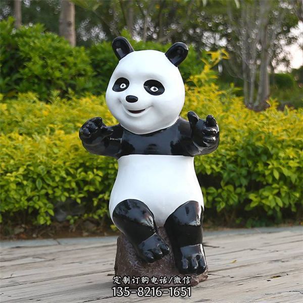 玻璃钢足球熊猫雕塑 动物园熊猫雕塑玻璃钢制品（3）