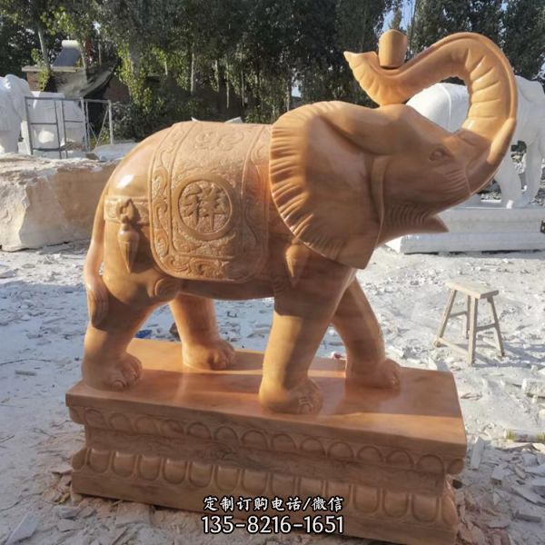 石雕酒店别墅庭院招财辟邪瑞兽石大象动物雕塑（1）