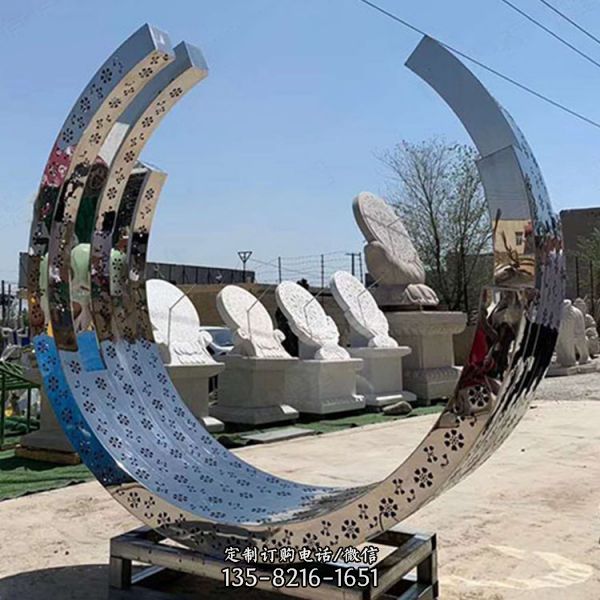 大型环形镜面不锈钢雕塑 户外城市公园景观摆件（4）