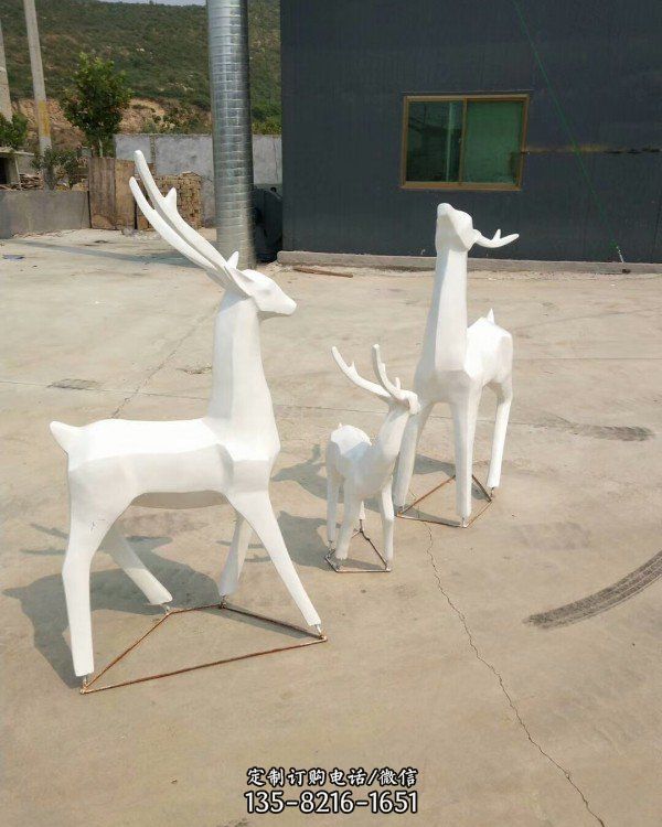 不锈钢抽象几何户外园林景观鹿
