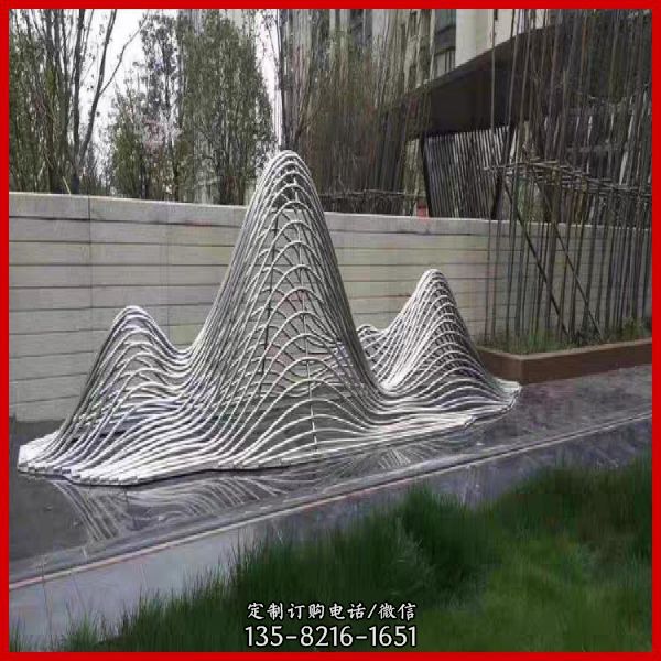 企业商厦不锈钢抽象镂空景观雕塑（4）