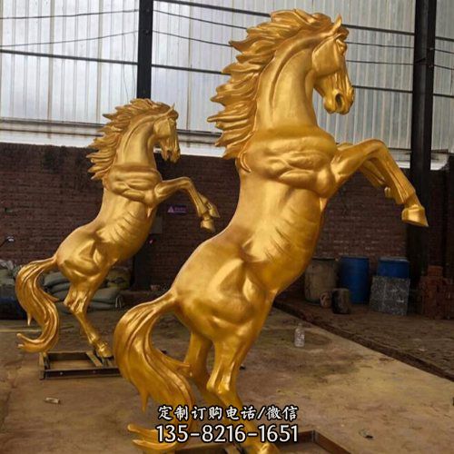广场街道大型玻璃钢仿铜奔腾的马儿雕塑（5）
