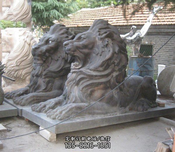酒店门前摆放狮子铸铜动物雕塑（2）