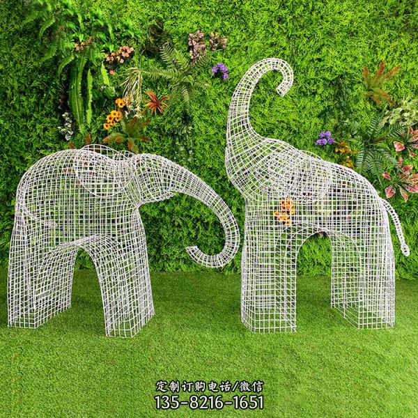 室外草坪房地产不锈钢镂空大象铁艺雕塑工艺品摆件（2）