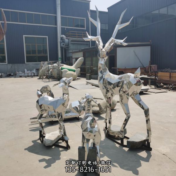 不锈钢艺术鹿雕塑户外售楼部公园绿地景观动物小品（4）