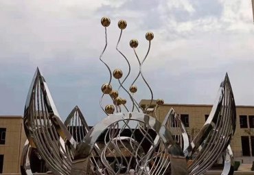 户外创意花朵不锈钢拉丝广场雕塑 