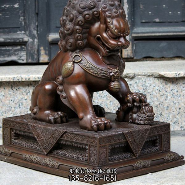 镇宅辟邪仿古铜狮子雕塑广场酒店门口摆件（5）