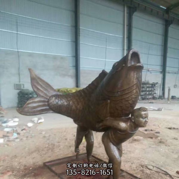公园水景铸铜荷花鲤鱼动物铜雕摆件（4）