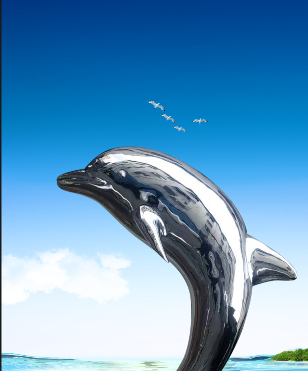 海豚之光——不锈钢镜面雕塑图片