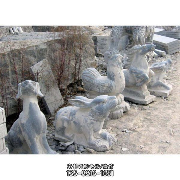 园林摆放中式石雕人物动物雕塑