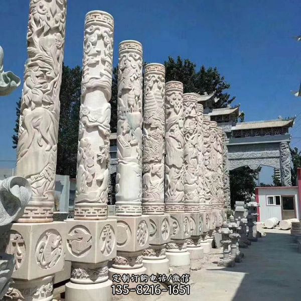 大理石石雕园林浮雕户外文化柱雕塑