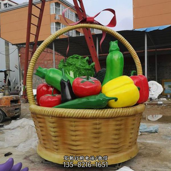 公园摆放彩绘大型南瓜玉米西红柿尖椒玻璃钢蔬菜水果雕塑（3）