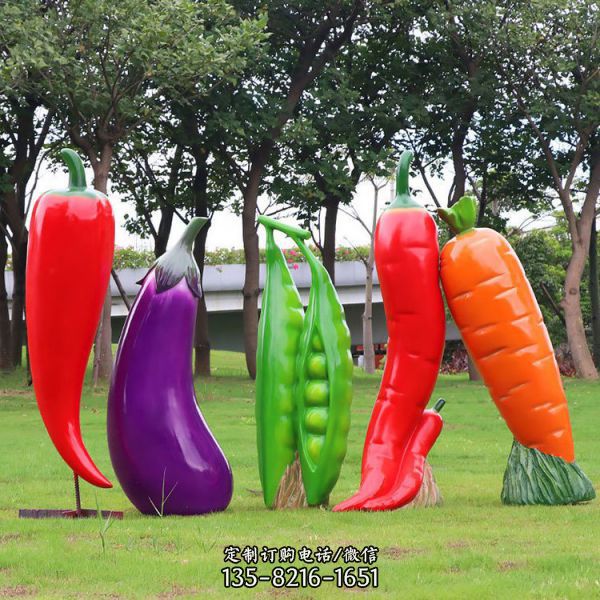 公园摆放彩绘大型南瓜玉米西红柿尖椒玻璃钢蔬菜水果雕塑（5）