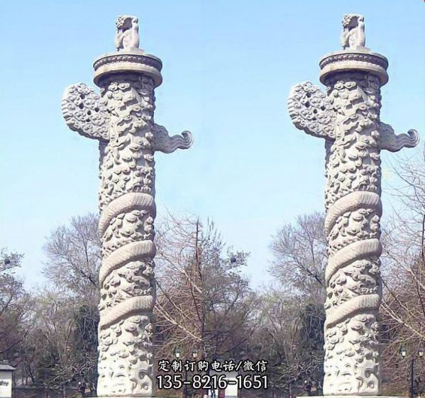 户外园林景区大型大理石雕刻龙柱 （3）