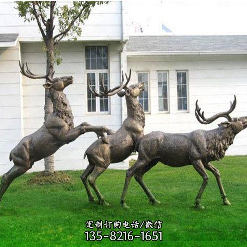 公园售楼部草坪大型鹿铜雕摆件（2）
